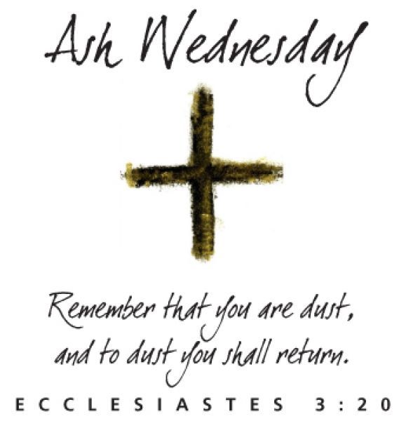 Ash Wednesday cross with Ecclesiastes 3:20 text.